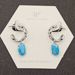 Bomb Party ER93647 "Waiting On A Sign" Blue Topaz Ice Crystal Earrings